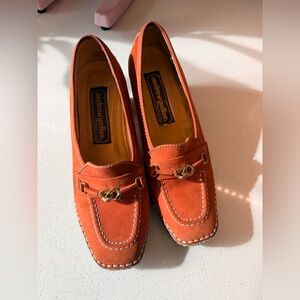 Vintage 1960s burnt orange leather chain link heels